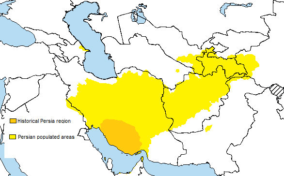 Historical Persia and nowadays Persian populated areas in the Middle East.